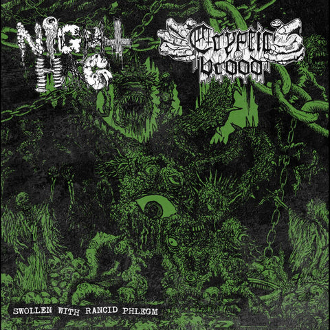 Cryptic Brood / Night Hag- Split CD on Rotted Life