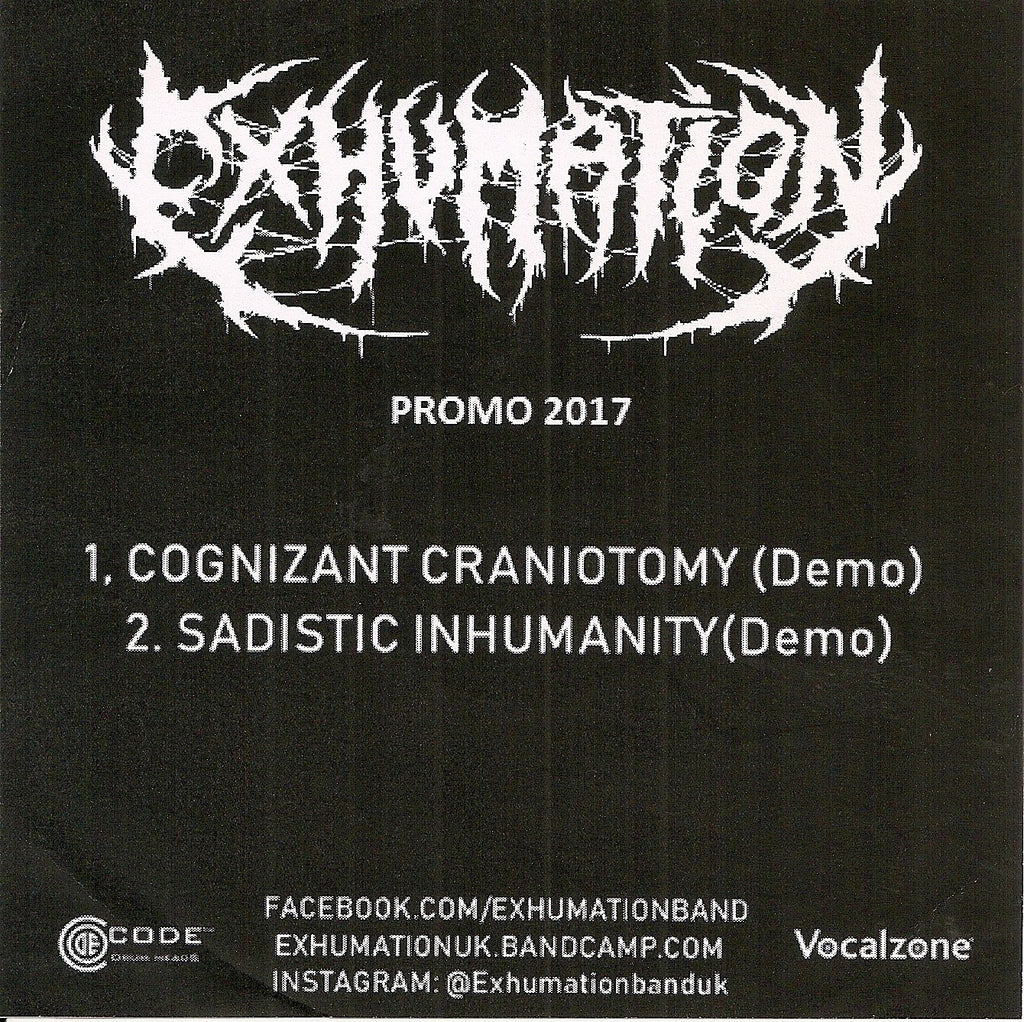 Exhumation- Promo 2017 CD FREE W/ ORDERS OF $30 OR MORE